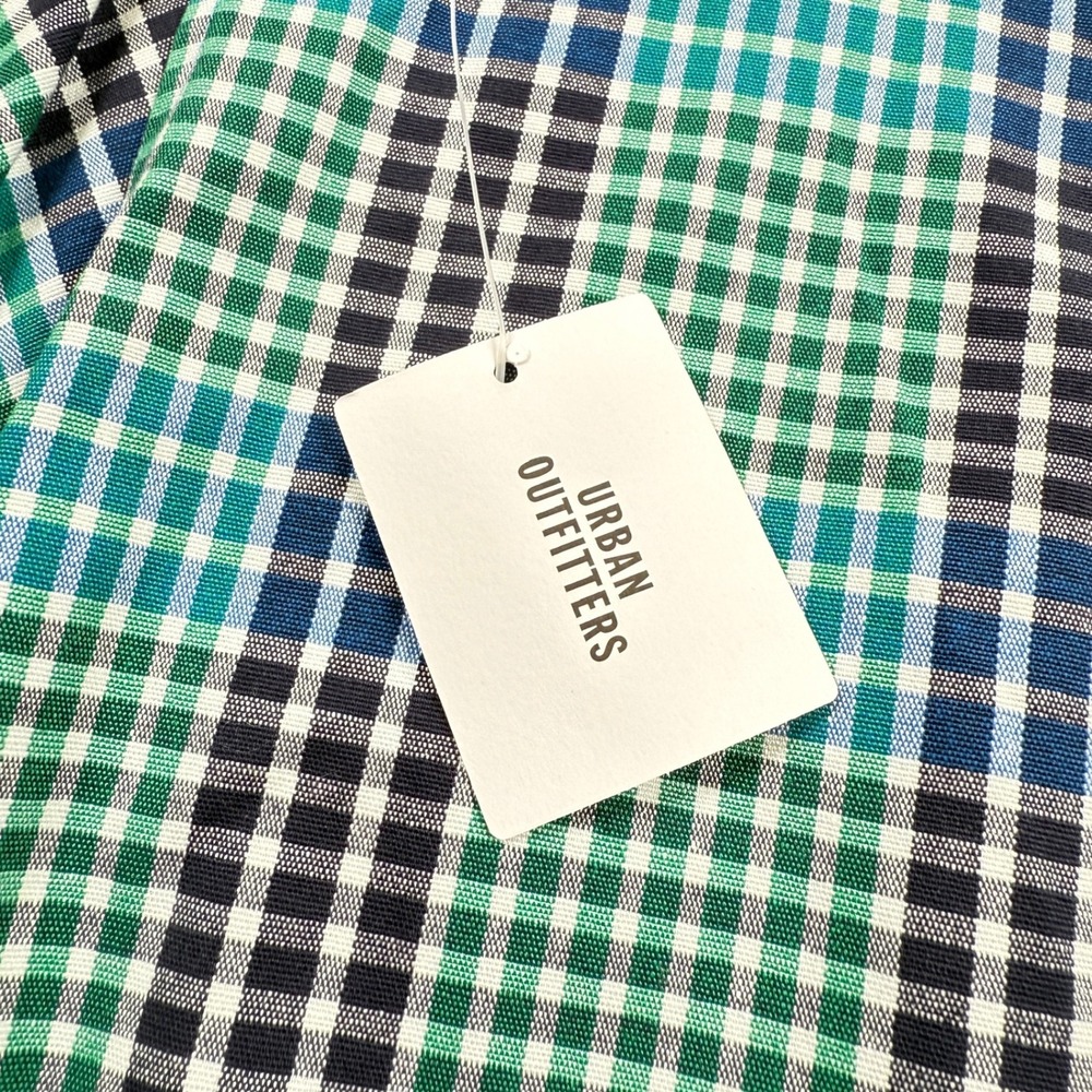 Urban Outfitters Plaid Mini Dress Women's Small Green Blue Gingham Grunge 90s - Picture 5 of 12